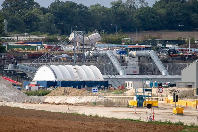 he HS2 High Speed Rail South Portal Construction Site in West Hyde, Hertfordshire.
