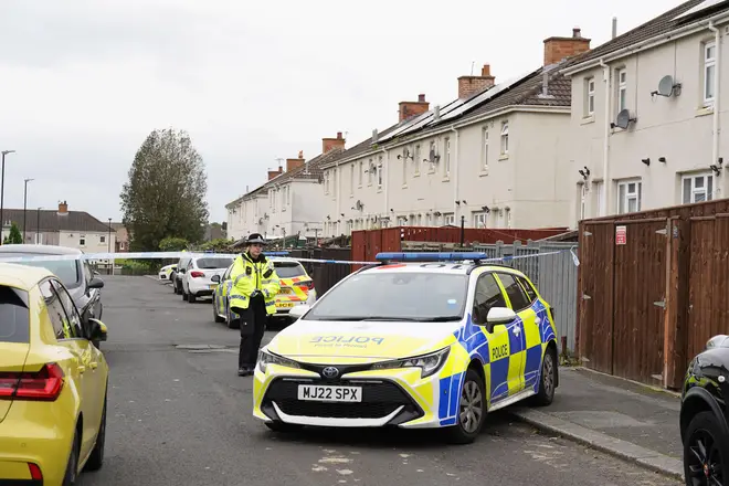 Police at the scene in Sunderland where the victim was attacked