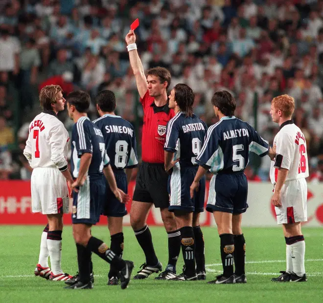 David Beckham's red card in 1998 World Cup
