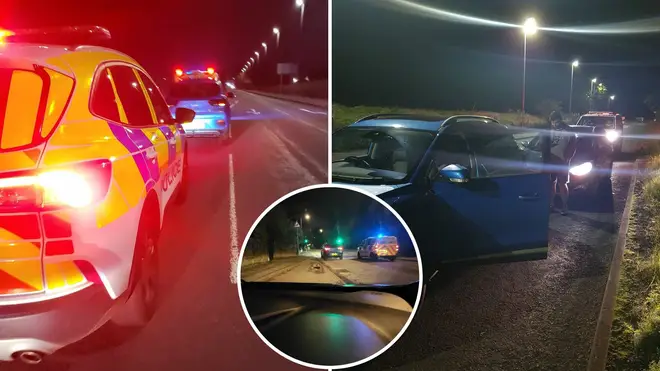Man 'kidnapped' by his own runaway electric car jumped red lights and roundabouts before ramming into police van