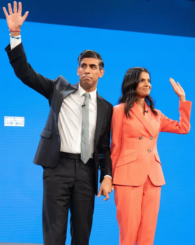 Rishi Sunak and wife Akshata Murthy after conference speech