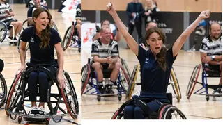 Kate celebrates during game of wheelchair rugby bur was "worried about her finger"