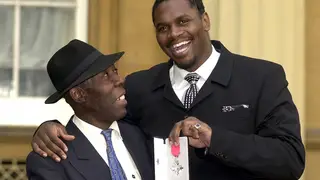 Olympic super-heavyweight boxing champion Audley Harrison with his father Vincent