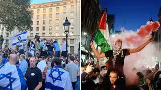 A vigil was held for the victims of the Hamas attack on Israel on Monday evening, while a pro-Palestine protest took place outside the Israeli embassy