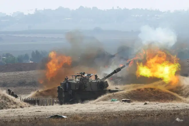 An Israeli mobile artillery unit fired a shell from southern Israel towards the Gaza Strip, in a position a near the Israel Gaza border