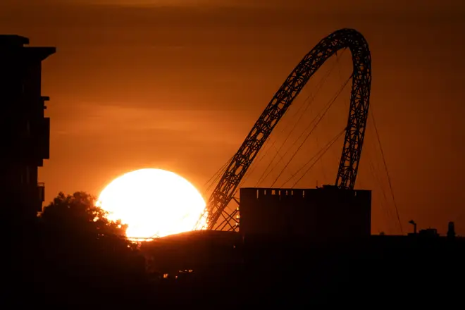 The iconic Wembley Arch has been lit up many times in the past