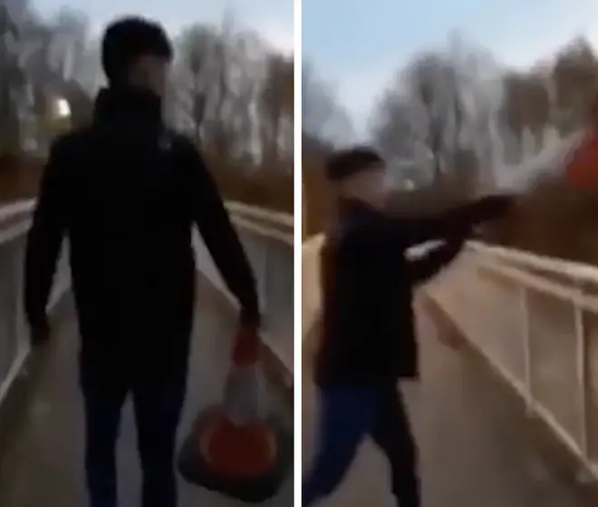 Youth throws cone onto motorway