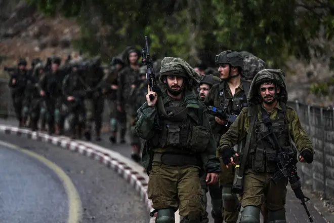 Israeli army soldiers are gathering