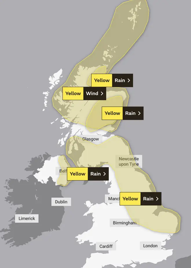 Multiple weather warnings are in place from Wednesday