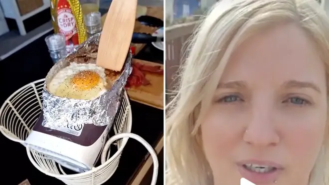 A couple said they cook steak and eggs on their iron to avoid missing TV show