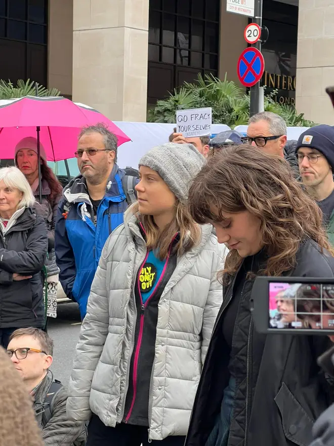 Greta Thunberg at this morning's protest