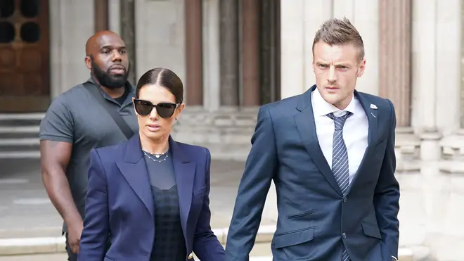 Rebekah and Jamie Vardy leaving the Royal Courts Of Justice