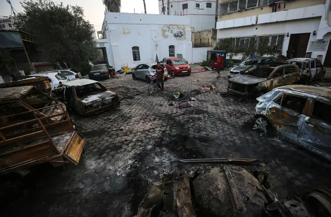 The blast site, where Israel says a terrorist rocket malfunctioned while Gaza militants say the IDF attacked