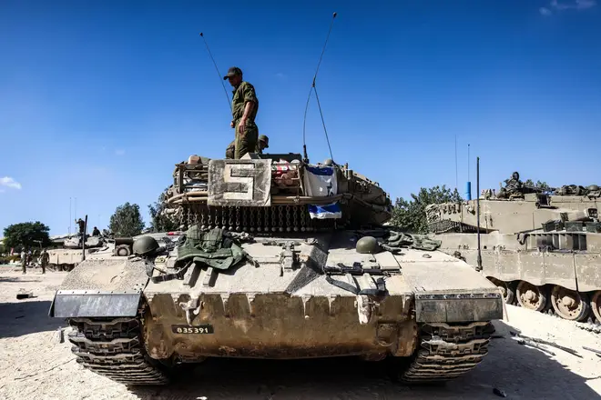 Israel troops on the Gaza border