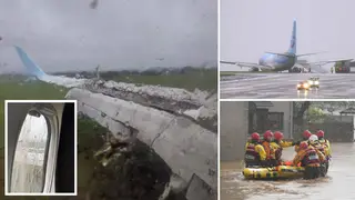 A plane skidded off the runway at Leeds Bradford Airport