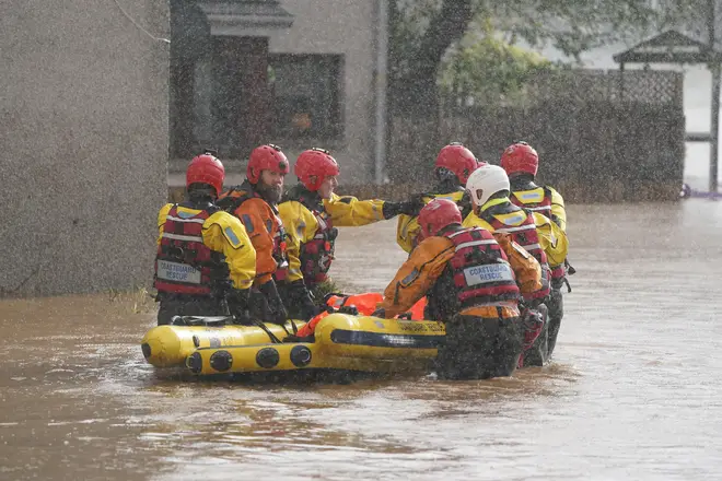 Rescuers work to rescue people in Brechin