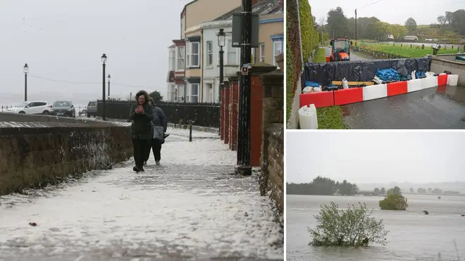 Flood warnings across England and Scotland have been issued while the latter is partially under a rare red warning