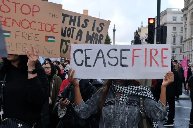 The chant was heard during a pro-Palestine march on Saturday.