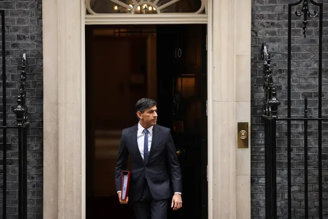 Rishi Sunak Leaves Downing Street For Prime Minister's Questions
