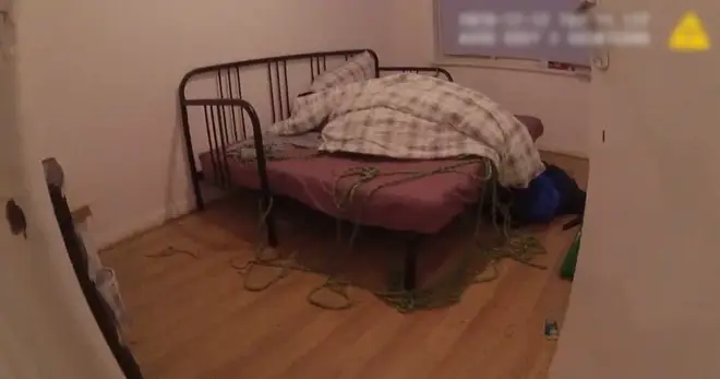 A bedroom at the Cardiff flat where one of the victims was tortured