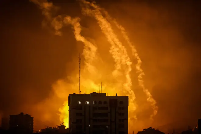 Smoke rises and billows in Gaza