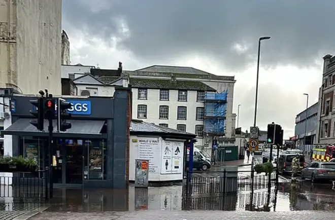A shopping centre in Hastings has flooded