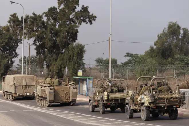 Israeli troops near the border with Gaza