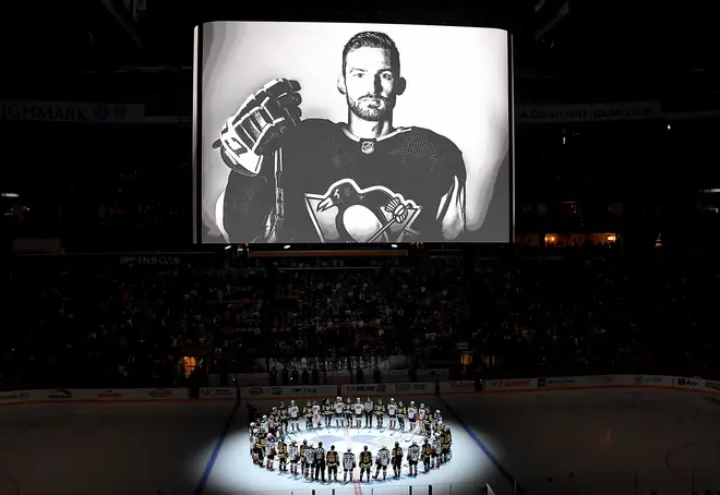 Tributes were paid to Johnson before Pittsburgh Penguins played the Anaheim Ducks in the US