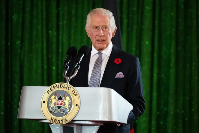 King Charles gives a speech at a State Banquet hosted by President Ruto