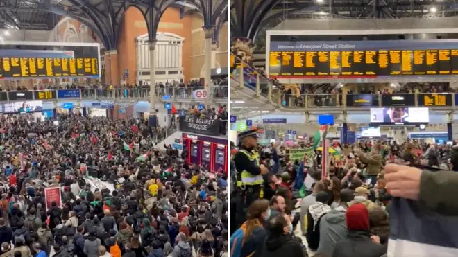 London Liverpool Street station saw a huge sit-in this evening