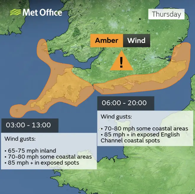 Amber warnings were put in place for parts of England and Wales on Thursday.