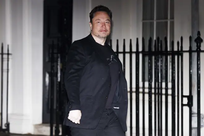 Elon Musk, founder of Tesla and SpaceX, arrives at Downing Street