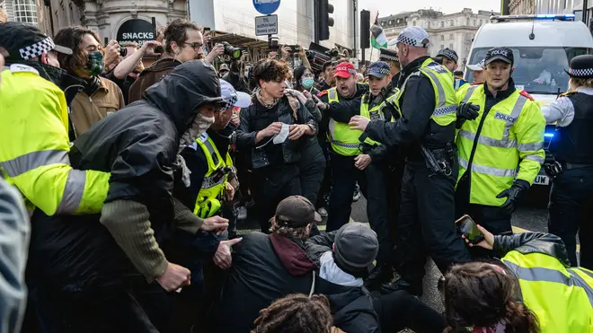 Police clash with protesters in London