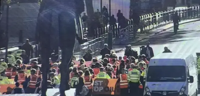 A group of activists also target the Cenotaph war memorial.