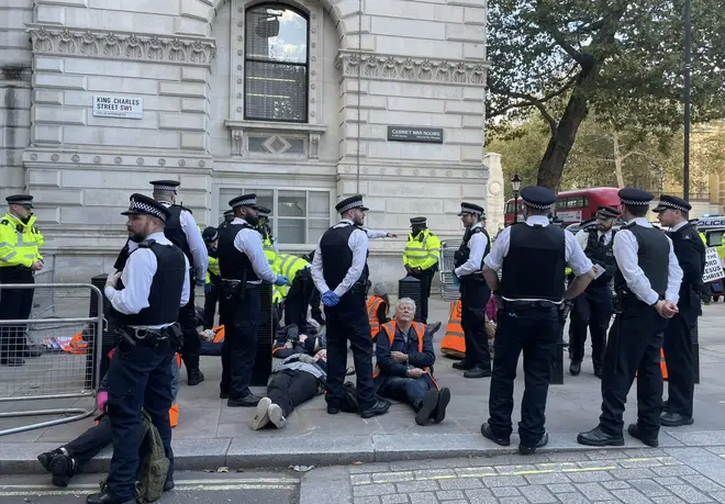 Police made multiple arrests after eco-protesters targeted Whitehall