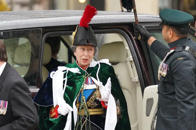 The Princess Royal arriving ahead of the coronation ceremony of King Charles III and Queen Camilla at Westminster Abbey