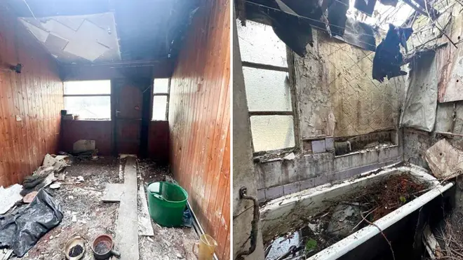 The house has mouldy walls and a hole in the roof - but is on the market for almost £700k.