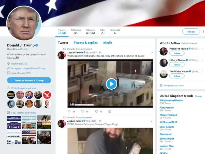Trump's two retweets from Britain First