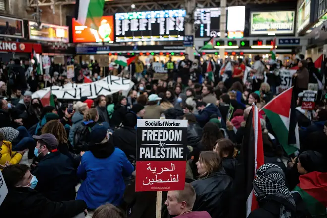 It comes as pro-Palestine activists have staged sit-ins in train stations across the UK.