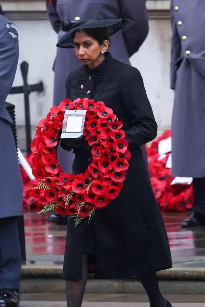 Ms Braverman laid a wreath at the Cenotaph.