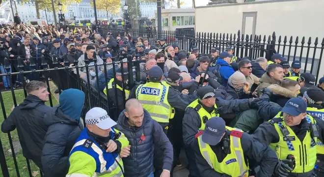 Violence broke out near the Cenotaph at the weekend