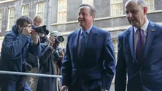 David Cameron leaving Downing Street, London, after being appointed as Foreign Secretary