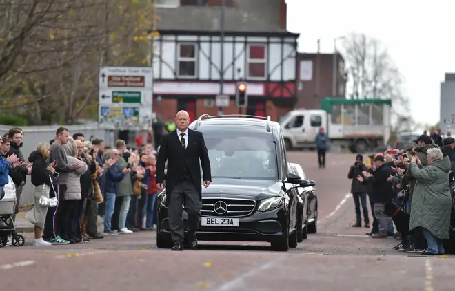 Charlton's cortege passed Old Trafford en route to Manchester Cathedral