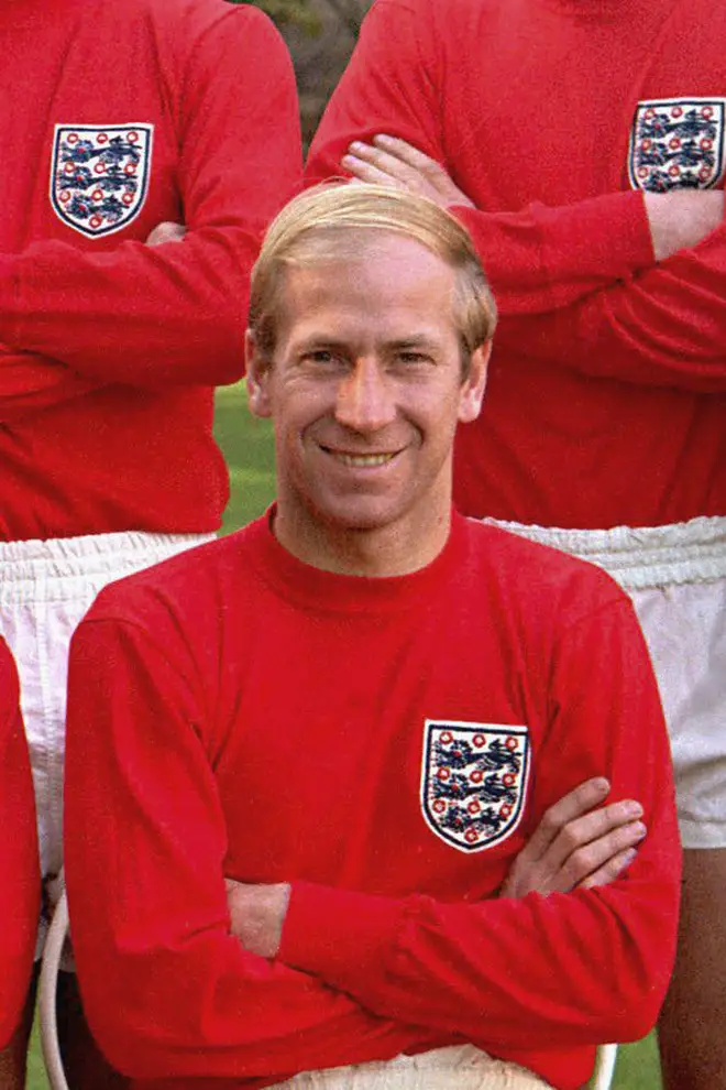 England Team With World Cup. Bobby Charlton, England
