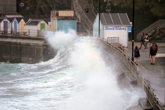 Storm Debi lashes coastal areas of West Britain