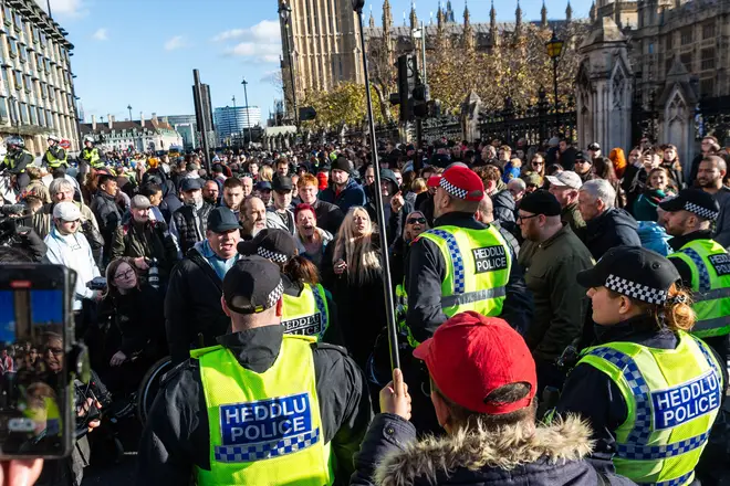 Far-right protesters in London on Saturday