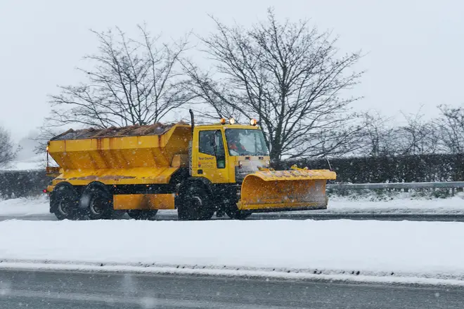 Snow plough on a dual carriageway UK