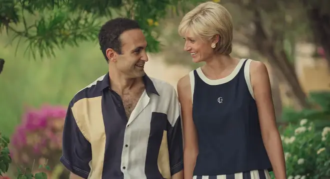 Princess Diana and Dodi Fayed, portrayed in Netflix's The Crown