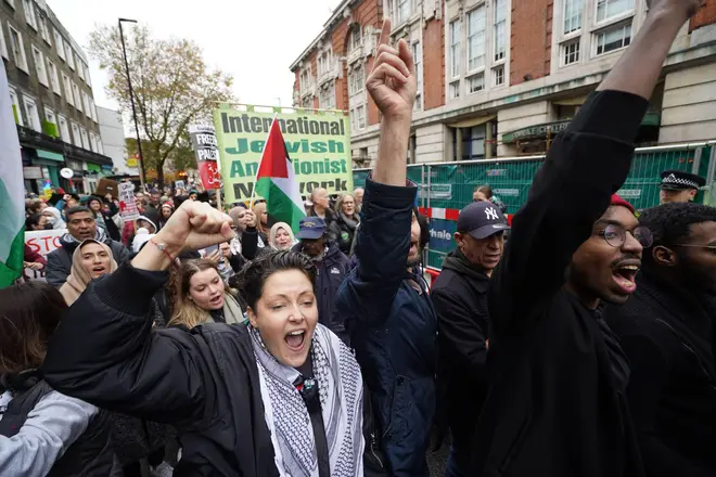 Palestine protesters gathered outside Sir Keir's office