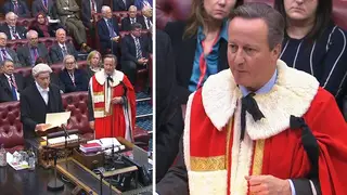 Lord Cameron of Chipping Norton is introduced to the House of Lords this afternoon in Parliament, Westminster, London